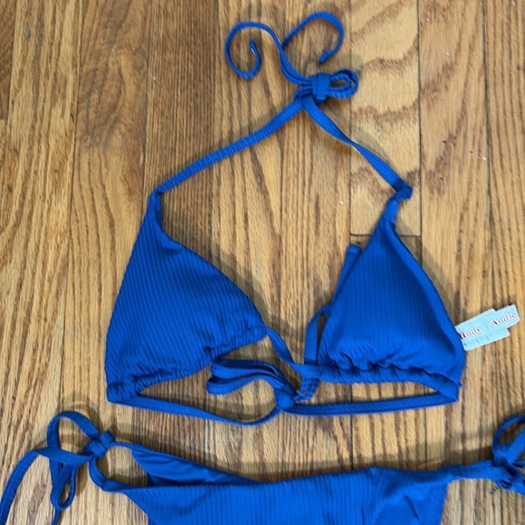 Andie String Bikini Set Ribbed Mazarine Blue size S NWOT - Picture 4 of 8